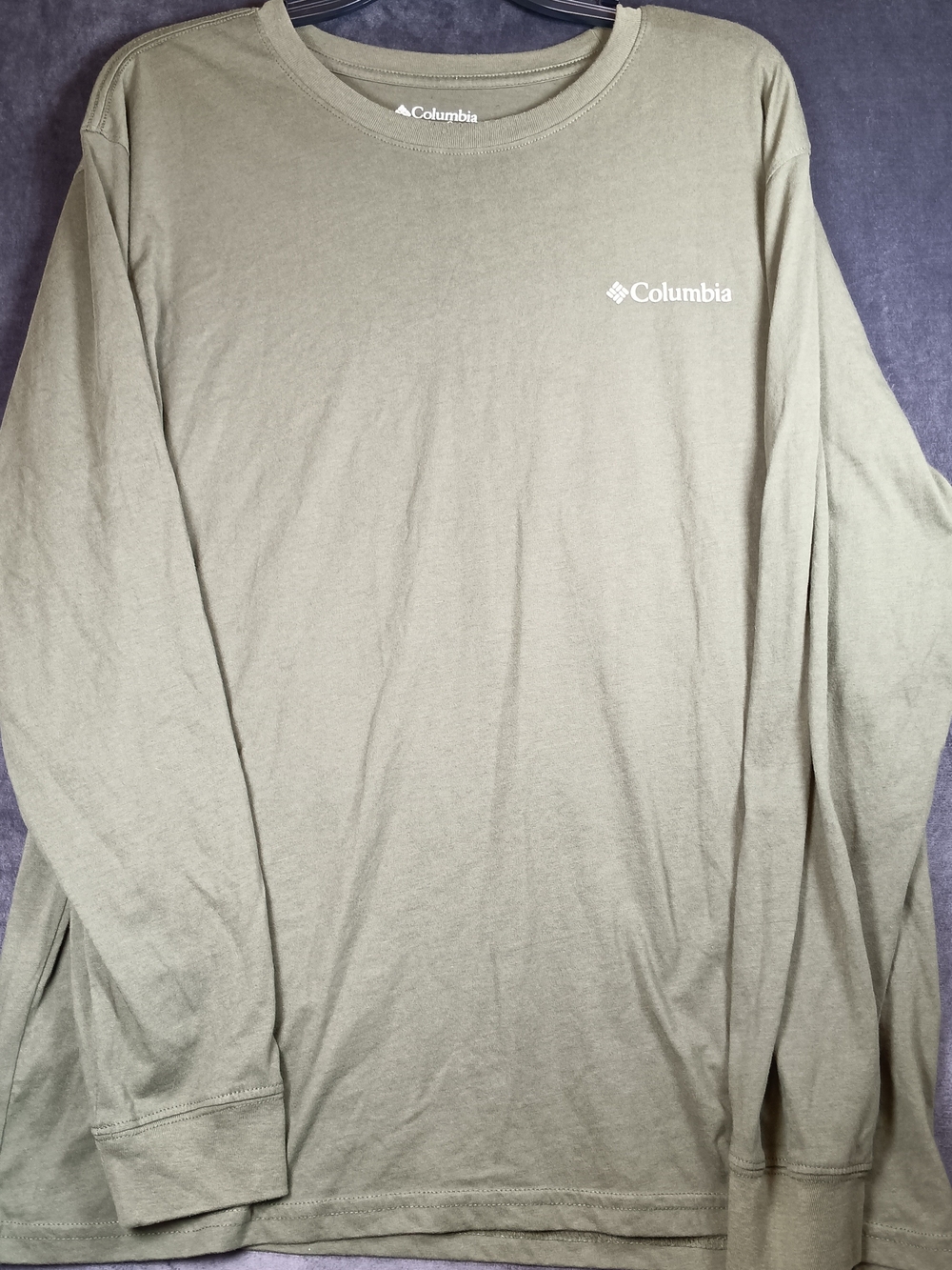 Columbia Olive Long Sleeve Crew Tee with Chest Logo